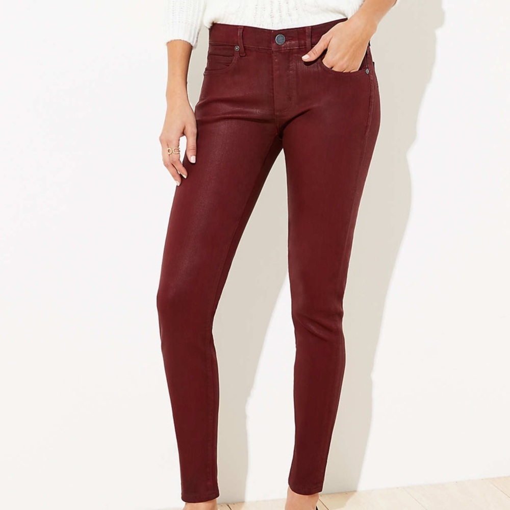Loft Coated Slim Pocket Skinny Jeans Tibetan Red Close Fitting Hip To Hem New